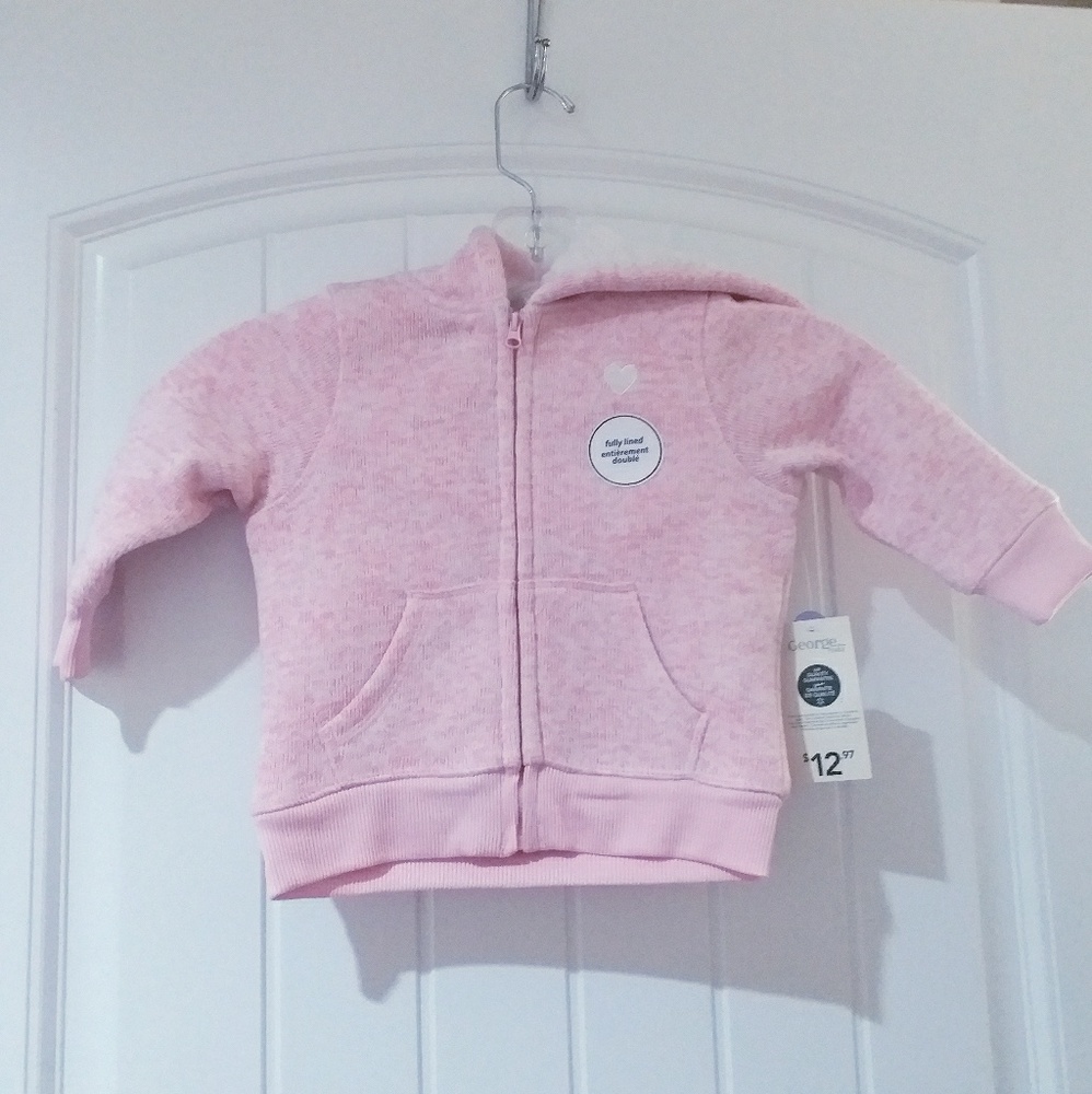 George 2T Girls Pink warm lined Hoodie